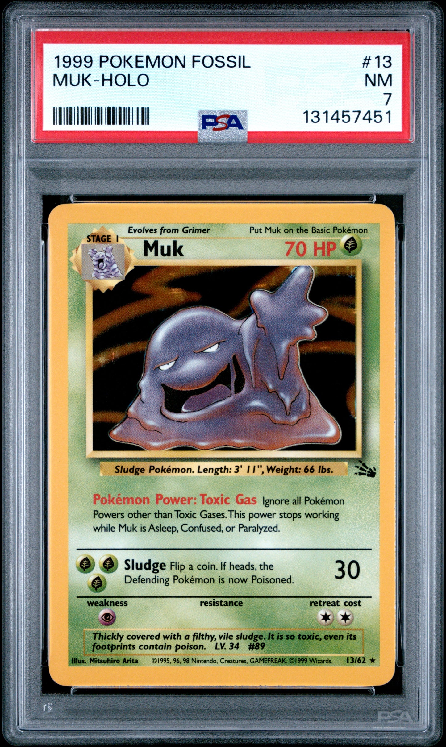1999 Pokemon Fossil #13 Muk-Holo PSA 7