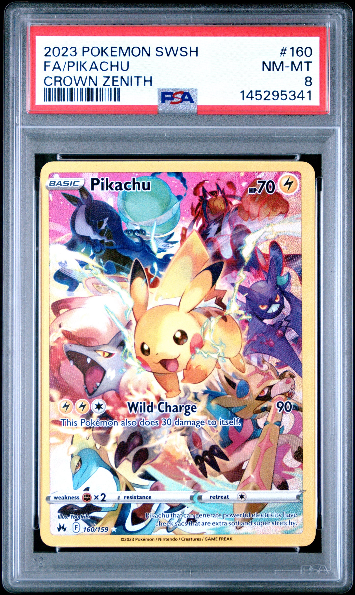 2023 Pokemon Sword and Shield Crown Zenith Fa/pikachu Crown Zenith #160 PSA 8