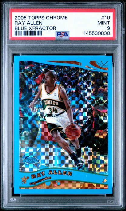 2005 Topps Chrome #10 Ray Allen Blue Xfractor 24/90 PSA 9