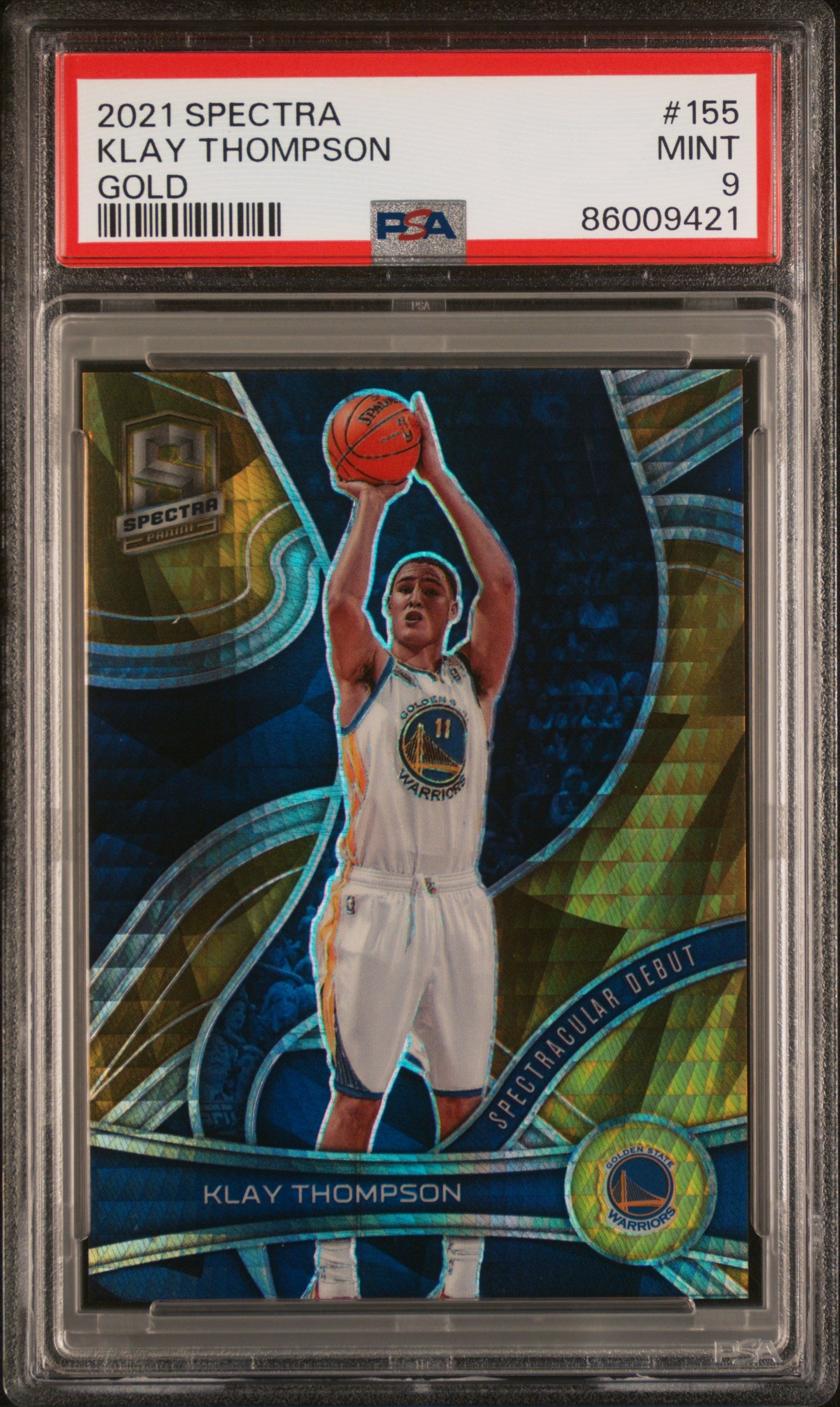 2021 Panini Spectra #155 Klay Thompson Gold 2/10 PSA 9