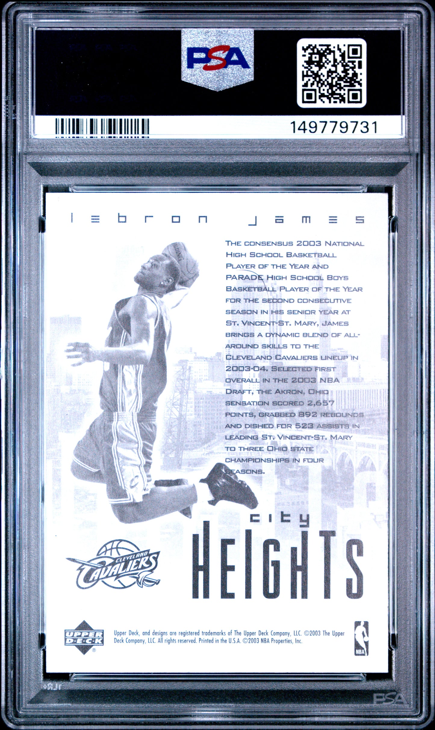 2003 Upper Deck Redemption Special Lebron James PSA 9