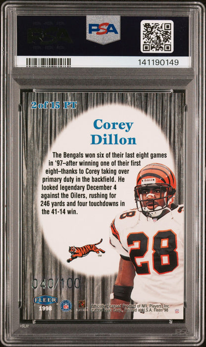 1998 Fleer Tradition Playmakers Theatre Corey Dillon Playmakers Theatre #2 PSA 6