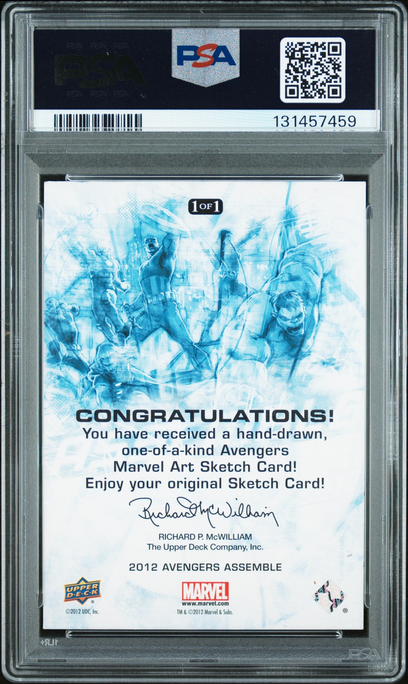 2012 Upper Deck Marvel Avengers Assemble Sketch Cards Daniel Vest Sentry PSA 8
