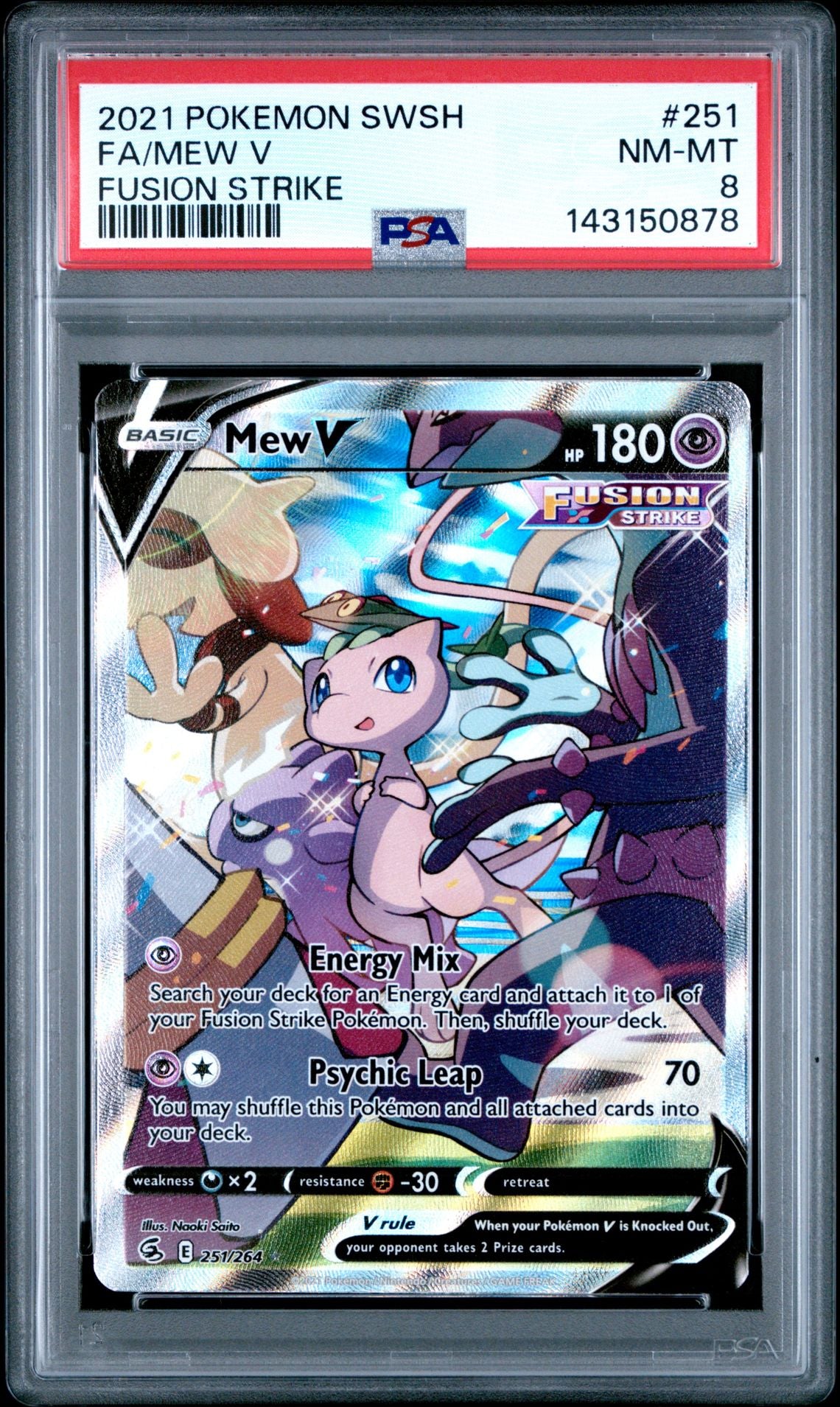 2021 Pokemon Sword & Shield Fusion Strike #251 Full Art/Mew V PSA 8