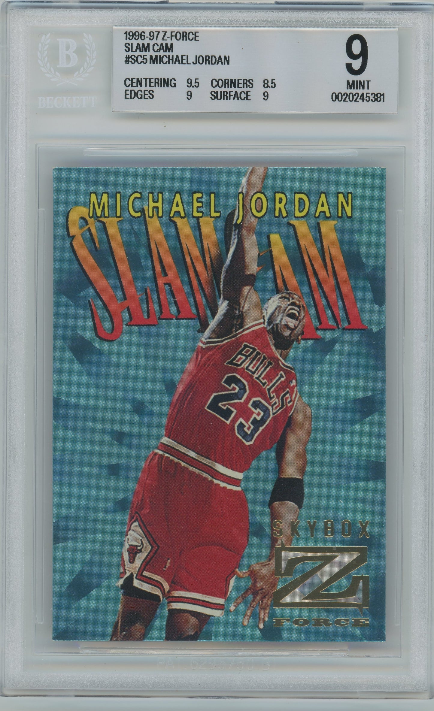 1996-97 Skybox Z-Force Michael Jordan Slam Cam #SC5 BGS 9