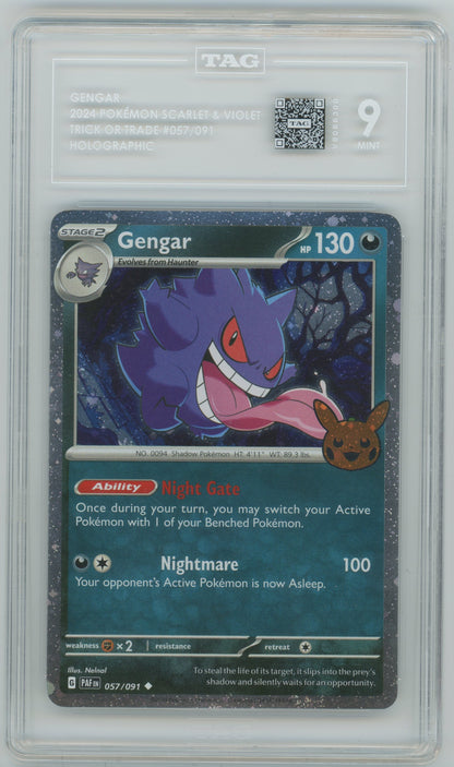 2024 Pokemon Gengar Trick or Trade Holographic #057/091 TAG 9
