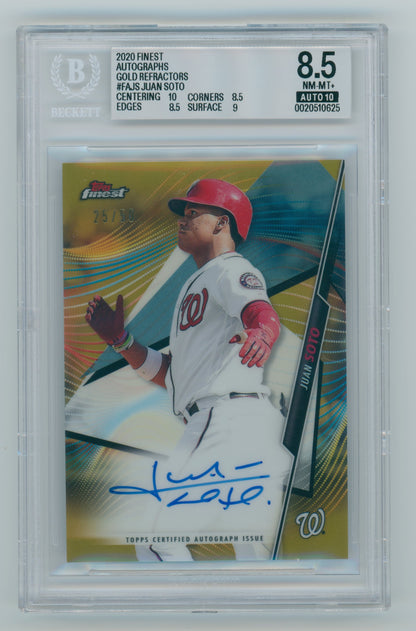 2020 Topps Finest Juan Soto Gold Refractor #FAJS BGS 8.5