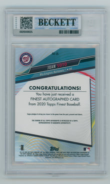 2020 Topps Finest Juan Soto Gold Refractor #FAJS BGS 8.5