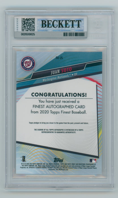 2020 Topps Finest Juan Soto Gold Refractor #FAJS BGS 8.5
