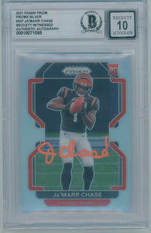 2021 Panini Prizm Ja'Marr Chase Silver #337 BGS Auto 10