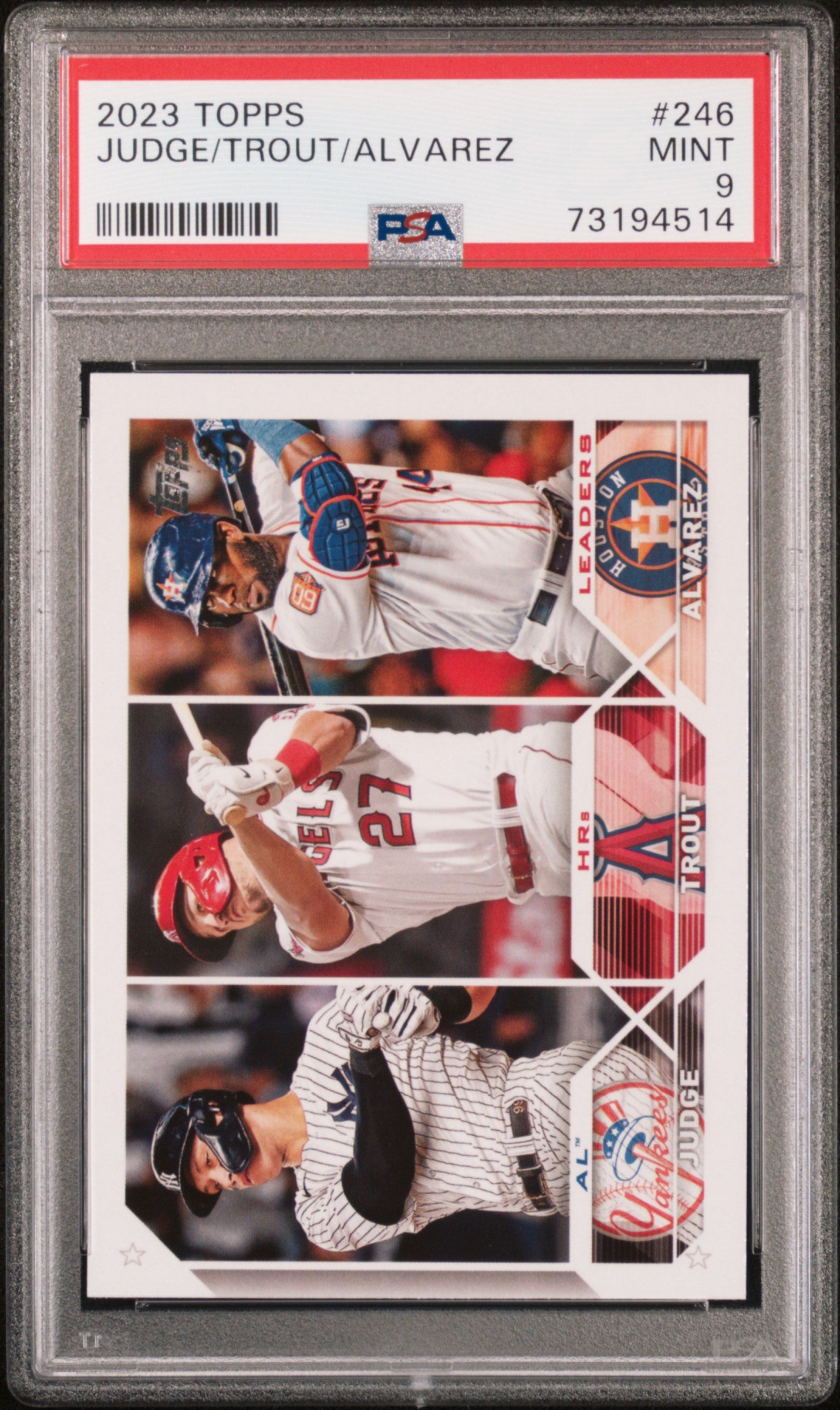 2023 Topps Aaron Judge / Mike Trout / Yordan Alvarez #246 PSA 9