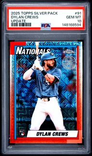 2025 Topps Update Silver Pack 1990 Chrome Promo Dylan Crews #91 PSA 10