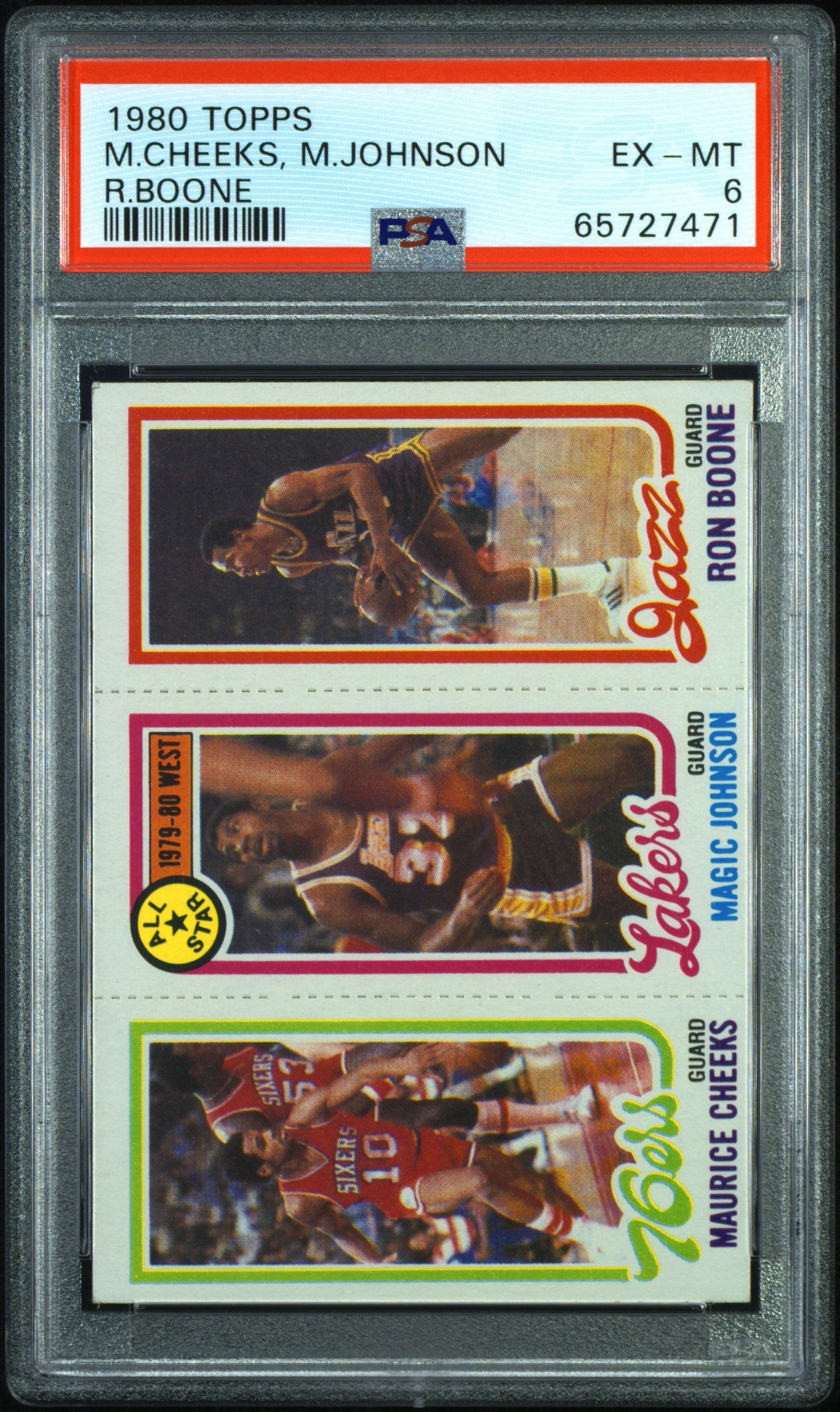 1980 Topps Magic Johnson/Maurice Cheeks/Ron Boone PSA 6