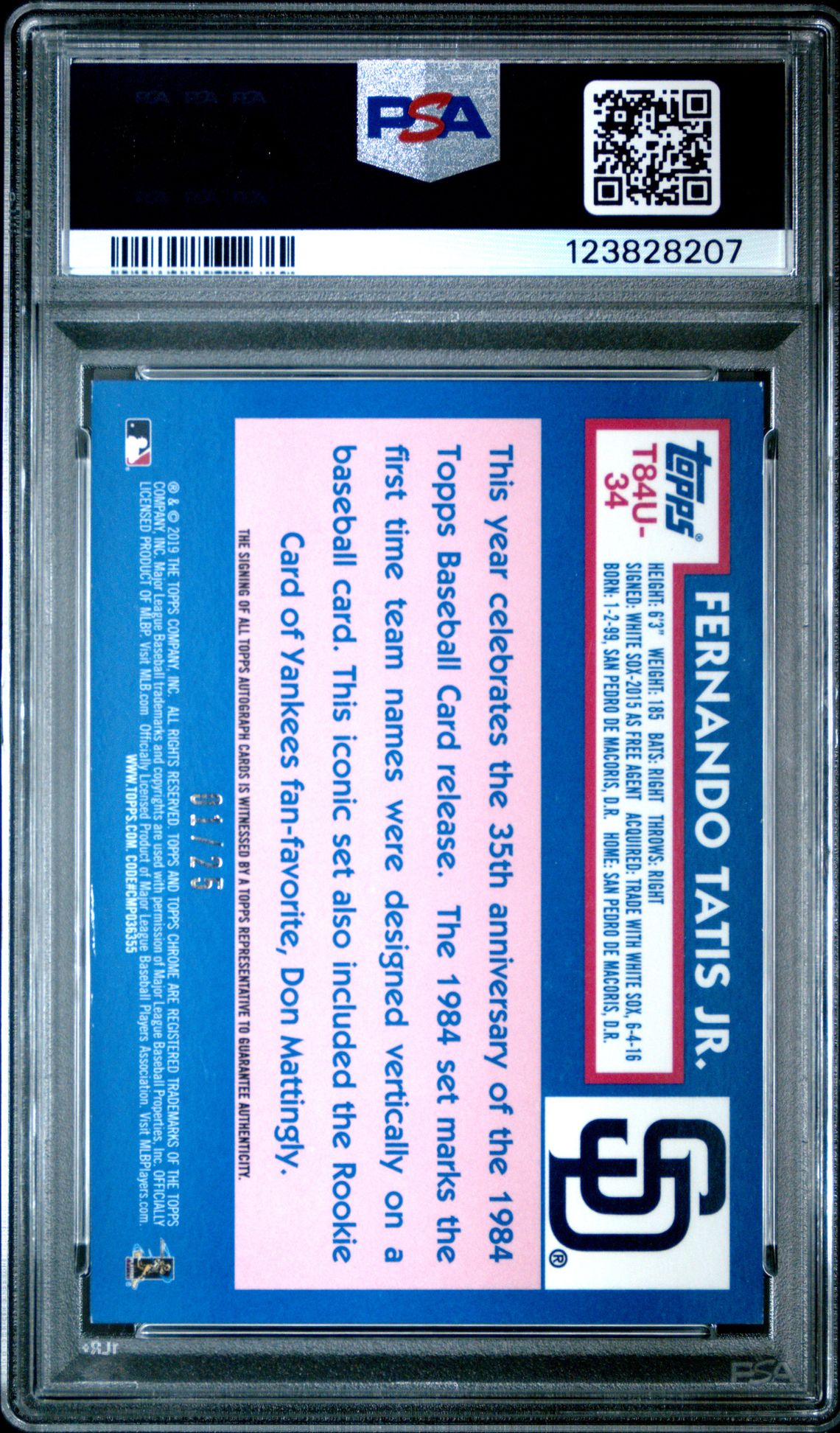 2019 Topps Silver Pack 1984 Chrome Promo Autographs #34 Fernando Tatis Jr. Orange Refractor 1/25 PSA 9