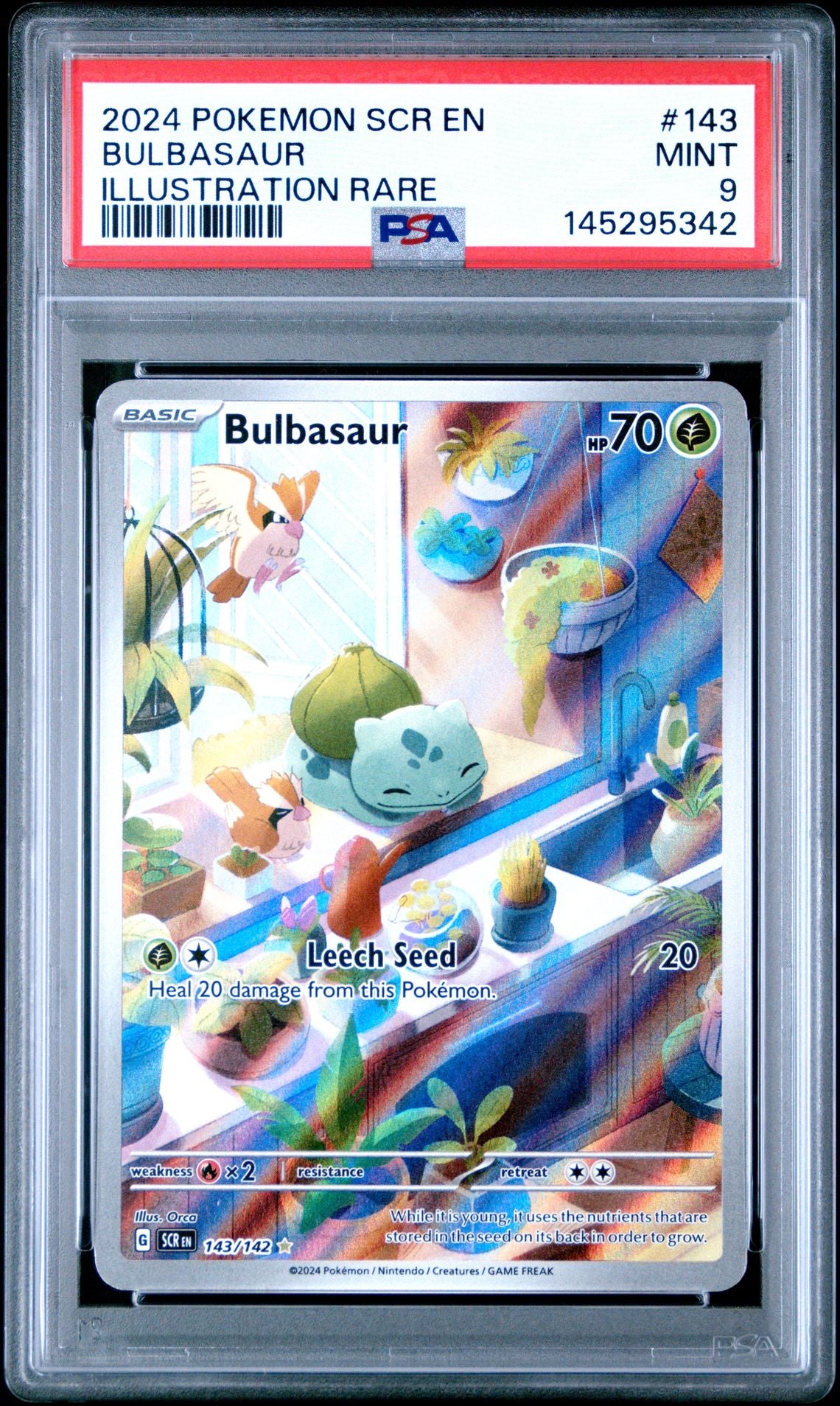 2024 Pokemon Scr En-Stellar Crown Bulbasaur Illustration Rare #143 PSA 9