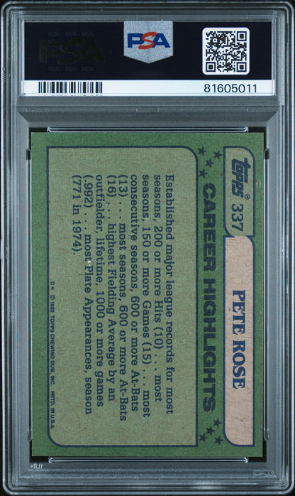 1982 Topps Pete Rose #337 PSA 9