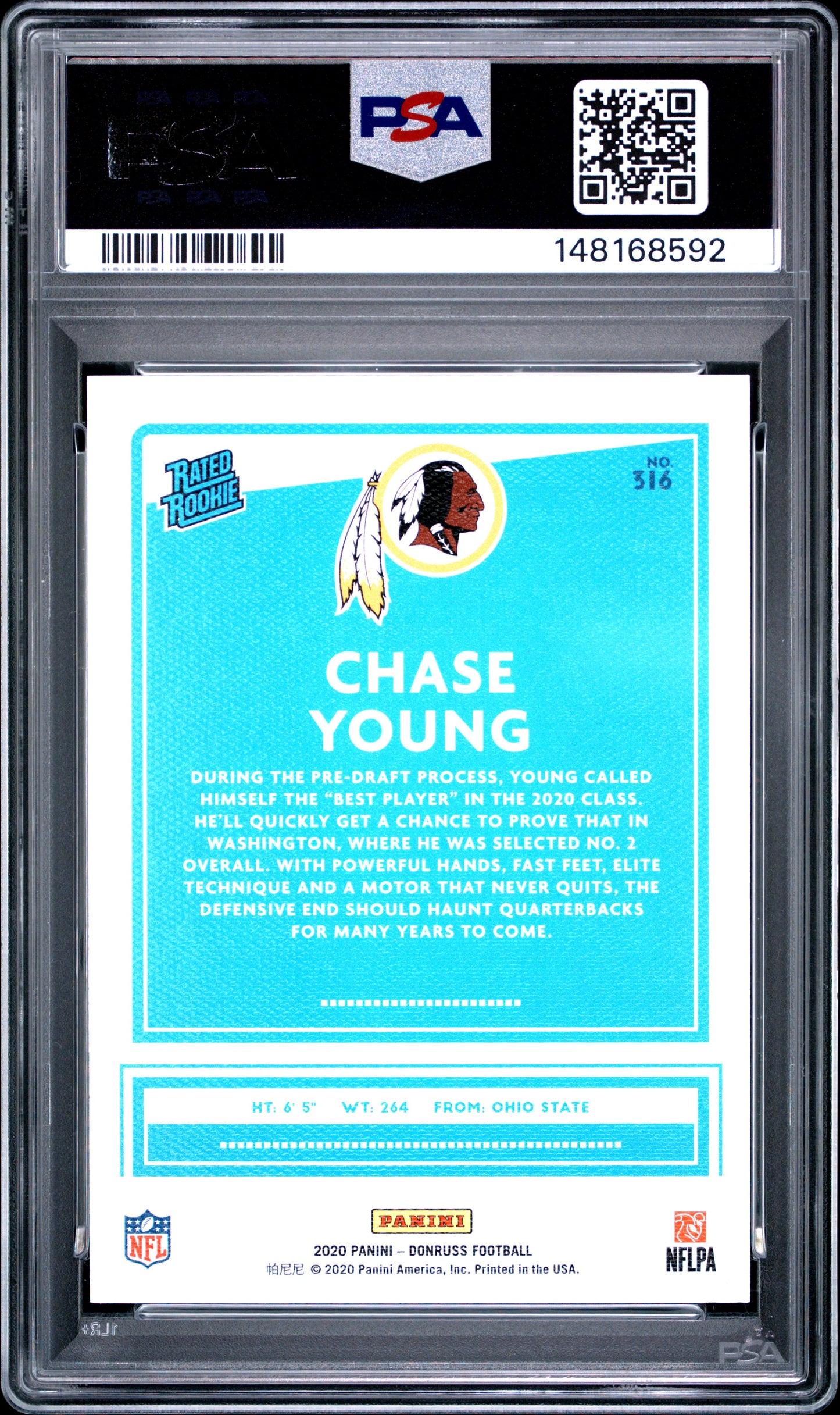 2020 Panini Donruss Chase Young Canvas Studio Series #316 PSA 9