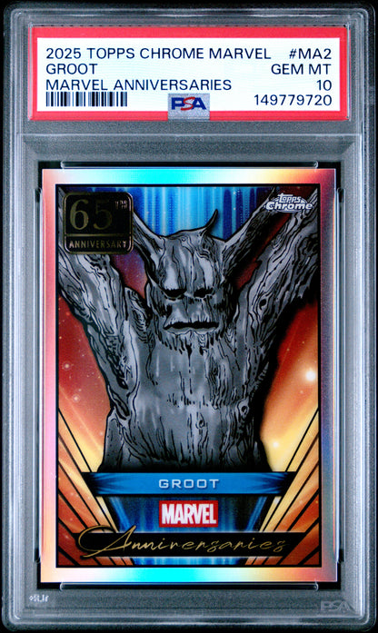 2025 Topps Chrome Marvel Marvel Anniversaries Groot #MA2 PSA 10
