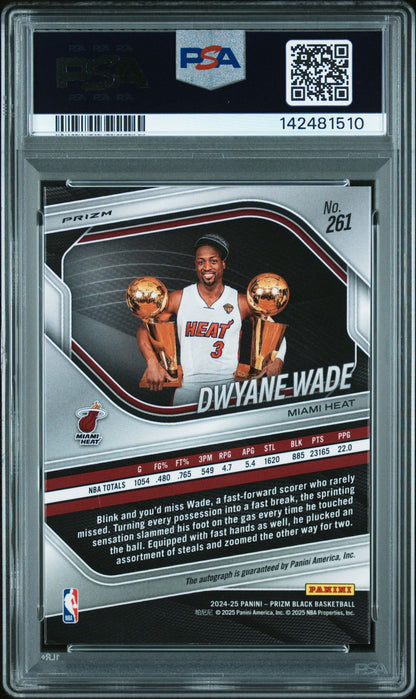 2024 Panini Prizm Black Dwyane Wade Autograph #261 PSA 9 Auto 10