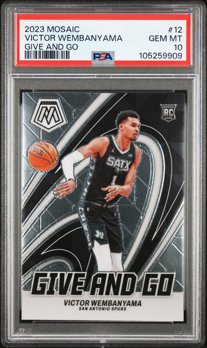 2023 PANINI MOSAIC GIVE AND GO VICTOR WEMBANYAMA #12 PSA 10 - Front