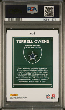 2024 PANINI DONRUSS DOWNTOWN! TERRELL OWENS #8 PSA 10 - Back