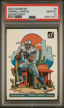 2024 PANINI DONRUSS DOWNTOWN! TERRELL OWENS #8 PSA 10 - Front