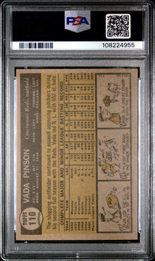1961 TOPPS VADA PINSON #110 PSA 7 - Back