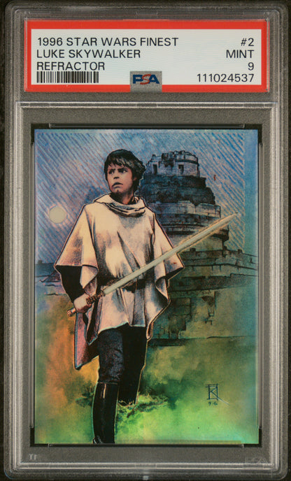 1996 STAR WARS FINEST LUKE SKYWALKER REFRACTOR #2 PSA 9 - Front
