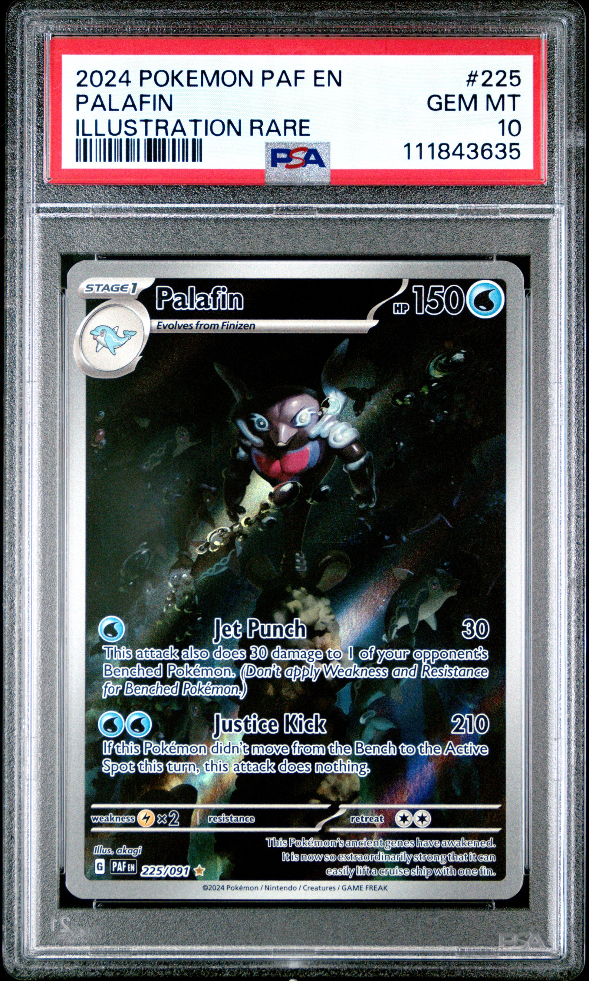 2024 POKEMON PAF EN-PALDEAN FATES PALAFIN ILLUSTRATION RARE #225 PSA 10 - Front