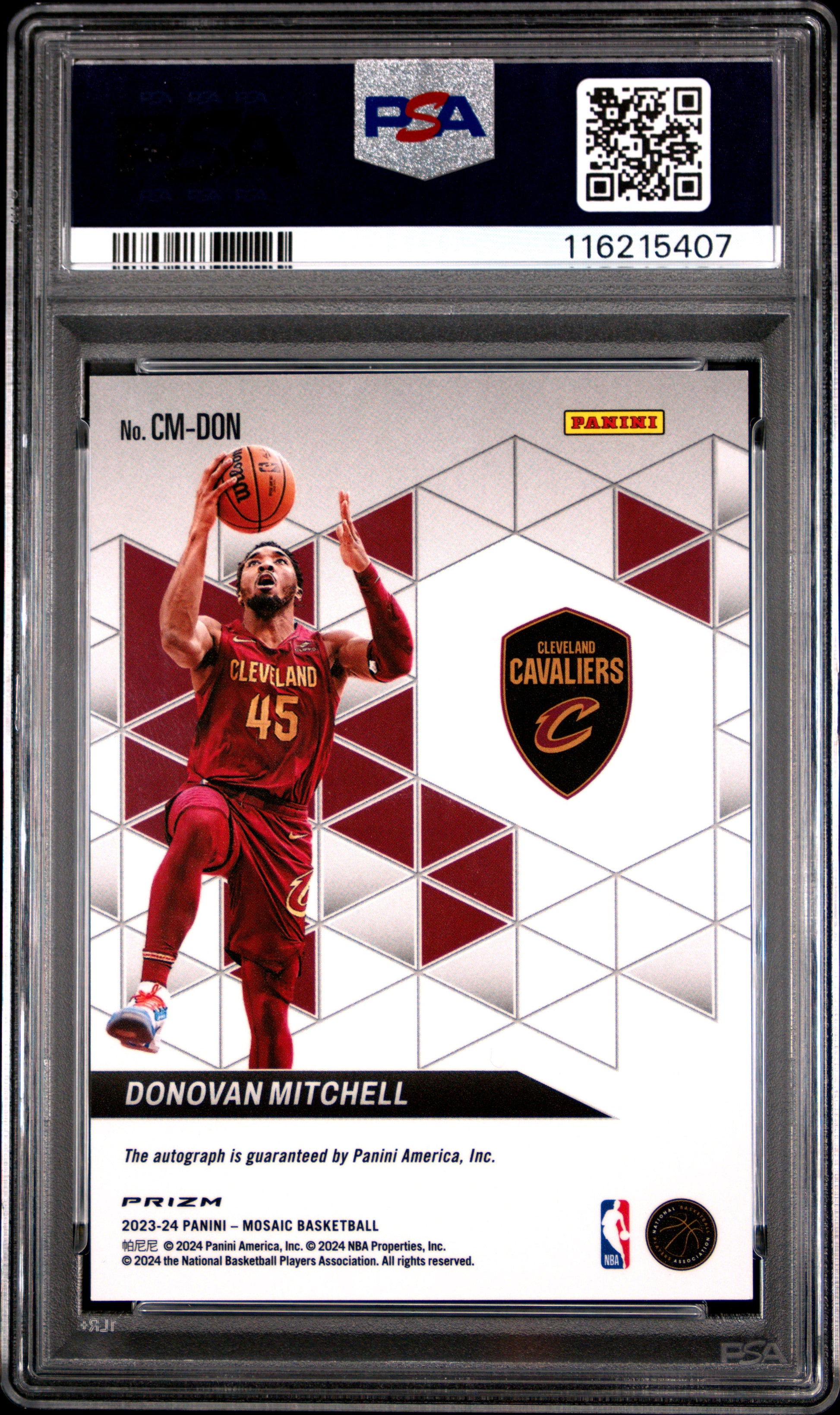 2023 PANINI MOSAIC COLLAGE AUTOGRAPHS MOSAIC DONOVAN MITCHELL #CMDON PSA 10 - Back