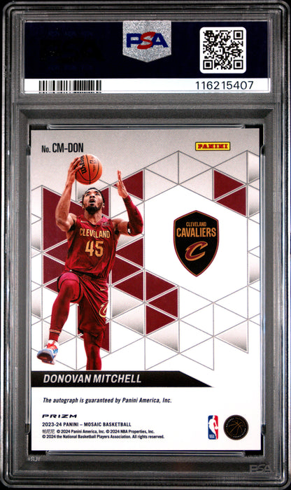 2023 PANINI MOSAIC COLLAGE AUTOGRAPHS MOSAIC DONOVAN MITCHELL #CMDON PSA 10 - Back