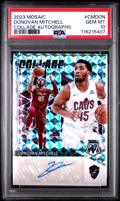 2023 PANINI MOSAIC COLLAGE AUTOGRAPHS MOSAIC DONOVAN MITCHELL #CMDON PSA 10 - Front