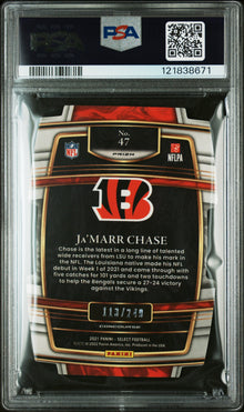 2021 PANINI SELECT Ja'MARR CHASE DIE-CUT ORANGE PRIZM #47 PSA 10 - Back