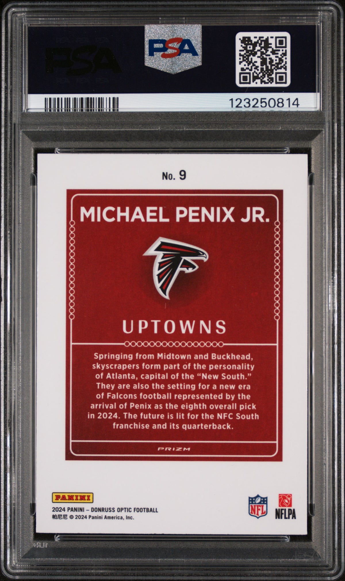 2024 PANINI DONRUSS OPTIC UPTOWNS MICHAEL PENIX JR. #9 PSA 9 - Back
