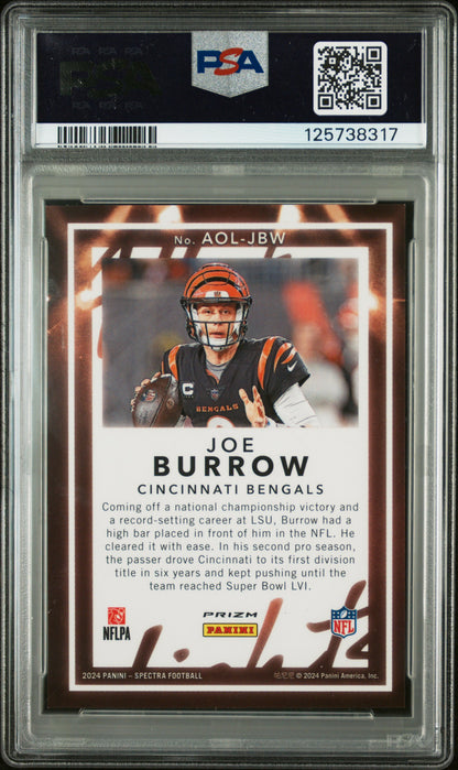 2024 PANINI SPECTRA ALL OF THE LIGHTS JOE BURROW #AOLJBW PSA 9 - Back