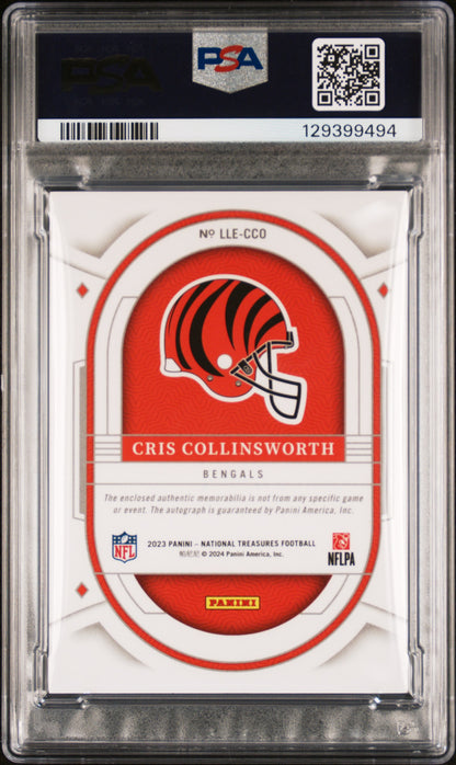 2023 PANINI NATIONAL TREASURES LASTING LEGACIES SIGNATURES CRIS COLLINSWORTH LASTING LEGACIES SIG-PRM BLK #LLECCO PSA 6 - Back