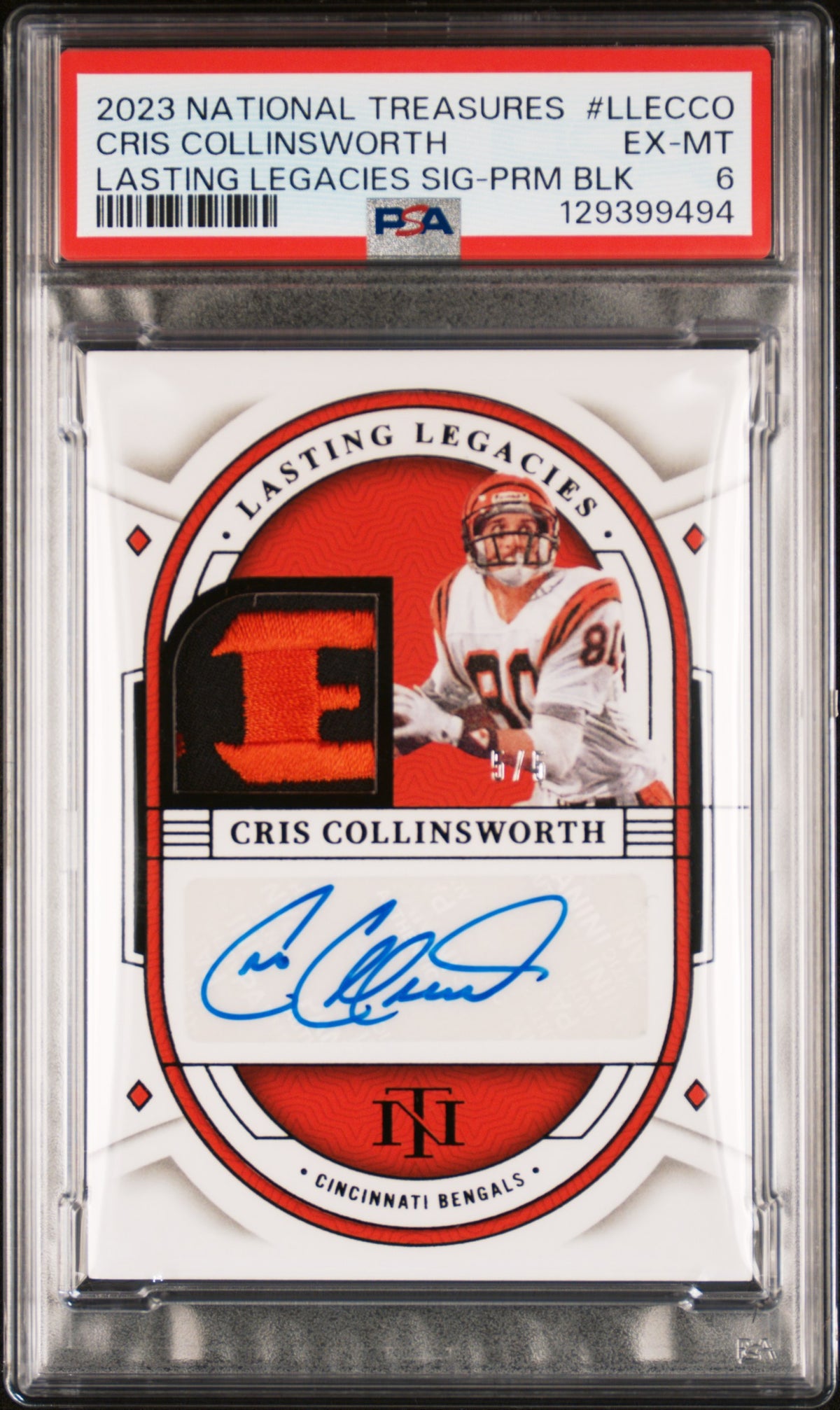2023 PANINI NATIONAL TREASURES LASTING LEGACIES SIGNATURES CRIS COLLINSWORTH LASTING LEGACIES SIG-PRM BLK #LLECCO PSA 6 - Front