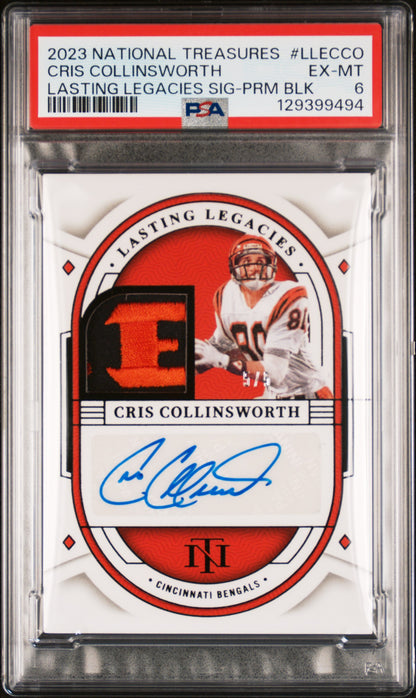 2023 PANINI NATIONAL TREASURES LASTING LEGACIES SIGNATURES CRIS COLLINSWORTH LASTING LEGACIES SIG-PRM BLK #LLECCO PSA 6 - Front