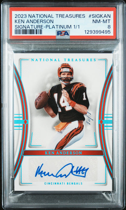 2023 PANINI NATIONAL TREASURES SIGNATURES KEN ANDERSON SIGNATURE-PLATINUM 1/1 #SIGKAN PSA 8 - Front
