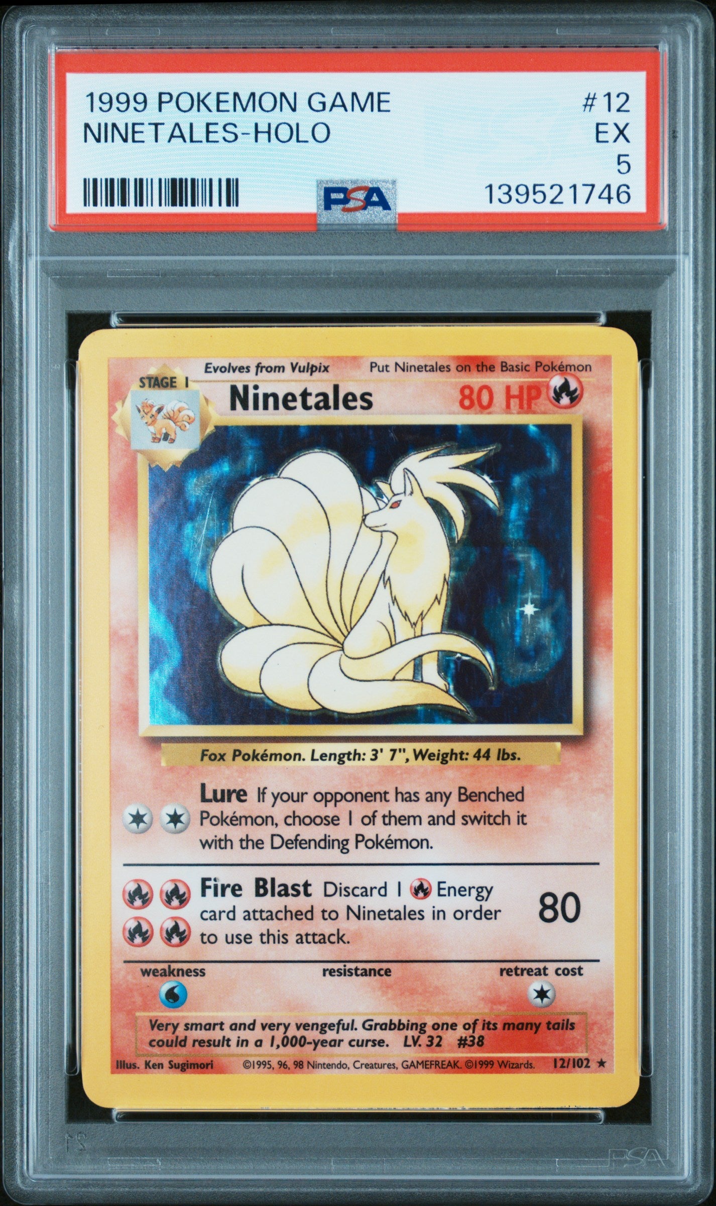 1999 POKEMON GAME NINETALES-HOLO #12 PSA 5 - Front