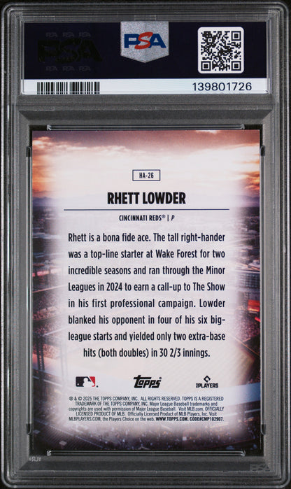 2025 TOPPS HOME FIELD ADVANTAGE RHETT LOWDER SERIES 2 #HA26 PSA 10 - Back
