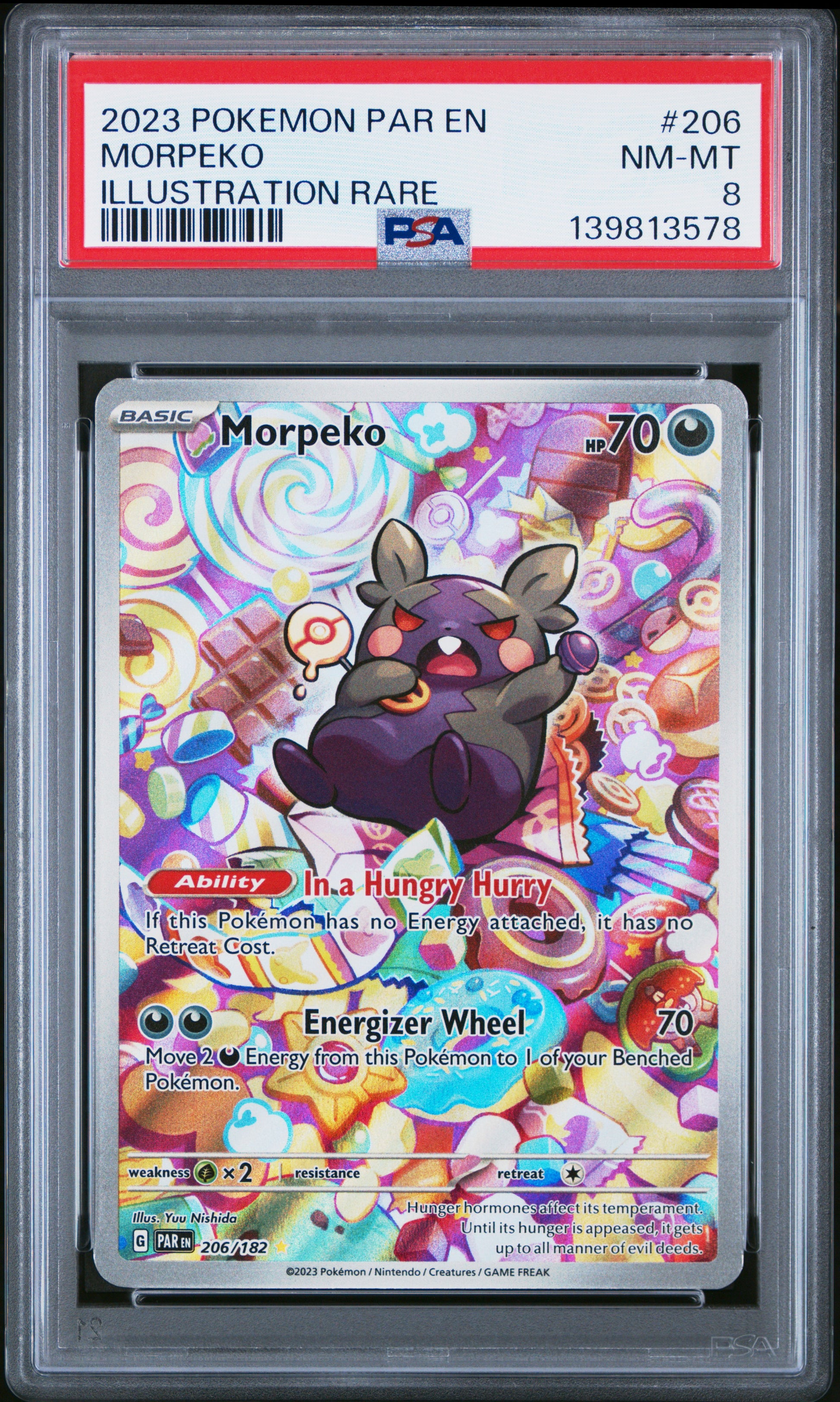 2023 POKEMON PAR EN-PARADOX RIFT MORPEKO ILLUSTRATION RARE #206 PSA 8 - Front