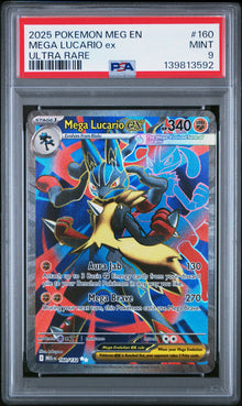 2025 POKEMON MEG EN-MEGA EVOLUTION MEGA LUCARIO ex ULTRA RARE #160 PSA 9 - Front
