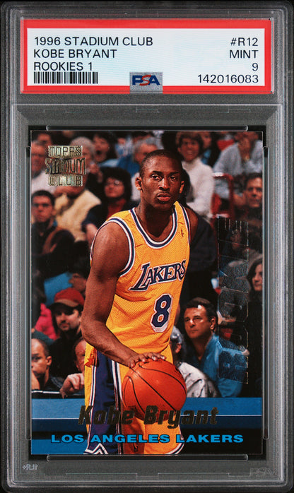 1996 STADIUM CLUB ROOKIES 1 KOBE BRYANT ROOKIES 1 #R12 PSA 9 - Front