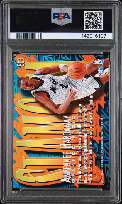 1996 SKYBOX Z-FORCE SLAM CAM ANFERNEE HARDAWAY SLAM CAM #SC3 PSA 9 - Back