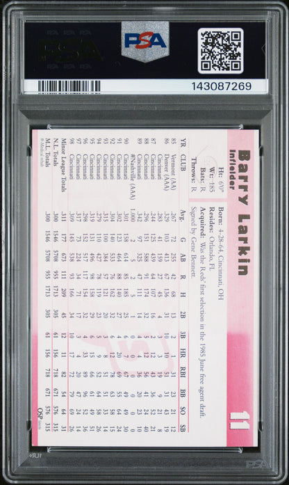 1999 REDS KAHN'S BARRY LARKIN PSA 7/AUTH - Back