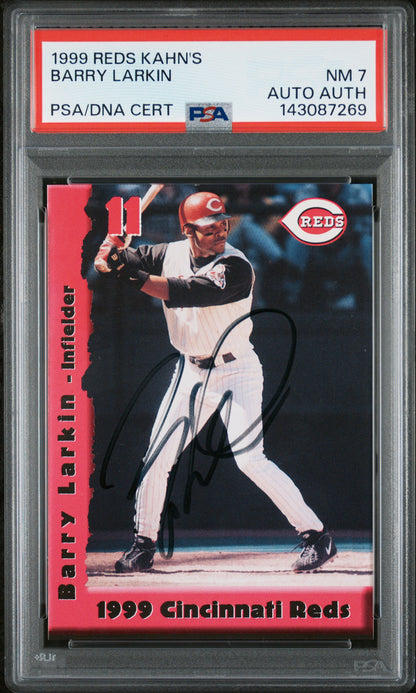 1999 REDS KAHN'S BARRY LARKIN PSA 7/AUTH - Front