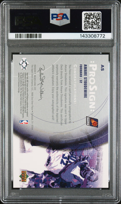 2003 UPPER DECK MVP PROSIGN AMARE STOUDEMIRE PROSIGN #AS PSA 8/GEM MT 10 - Back