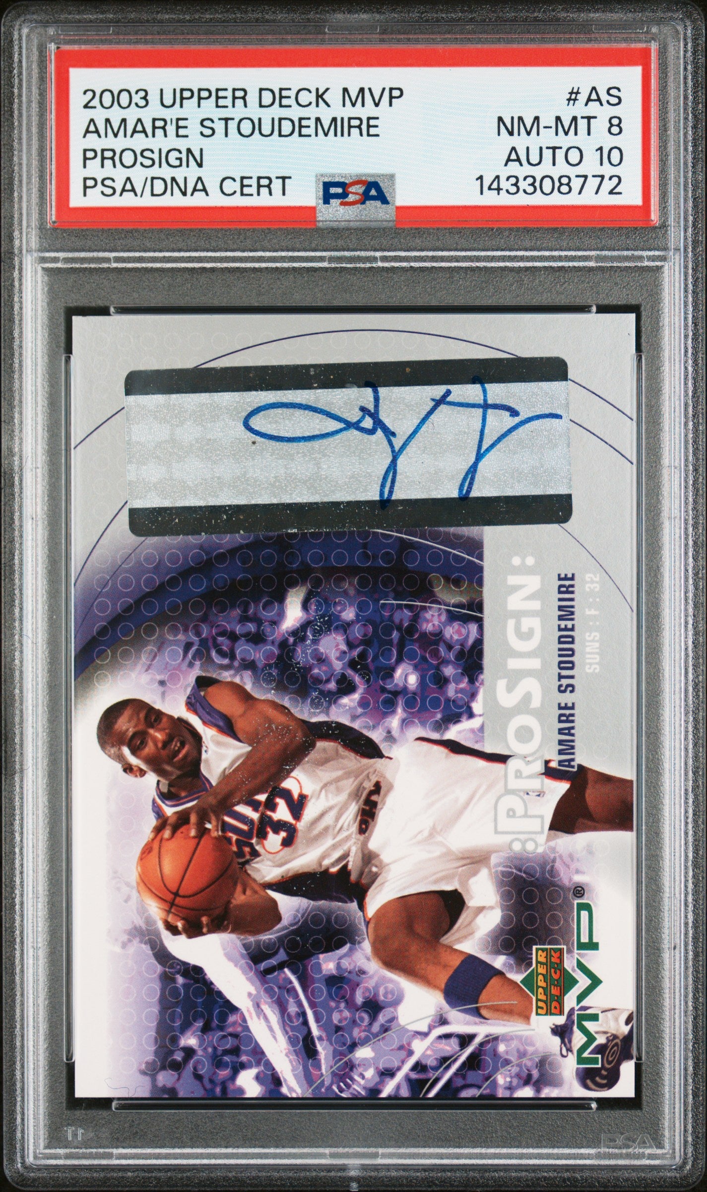 2003 UPPER DECK MVP PROSIGN AMARE STOUDEMIRE PROSIGN #AS PSA 8/GEM MT 10 - Front