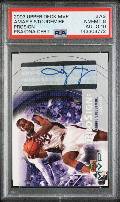 2003 UPPER DECK MVP PROSIGN AMARE STOUDEMIRE PROSIGN #AS PSA 8/GEM MT 10 - Front